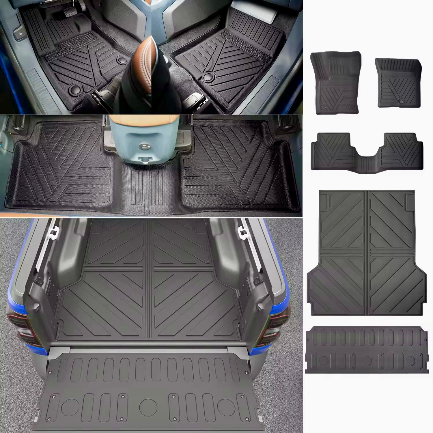 full truck floor and bed mat combo kit with tailgate bedmat/liner fits F150(all F series) Silverado Gladiator RAM sold and installed by otsbedlinersdfw near Dallas, TX.