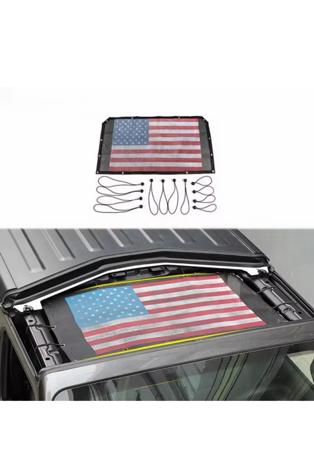 Jeep Gladiator & Wrangler AMERICAN FLAG Sunshade Mesh Roof Panel | U.S. Flag & Tactical Designs | UV Block | Fits 2007–2024 JKJeep Gladiator & Wrangler Sunshade Mesh Roof Panel | U.S. Flag & Tactical Designs | UV Block | Fits 2007–2024 JK JL JT |