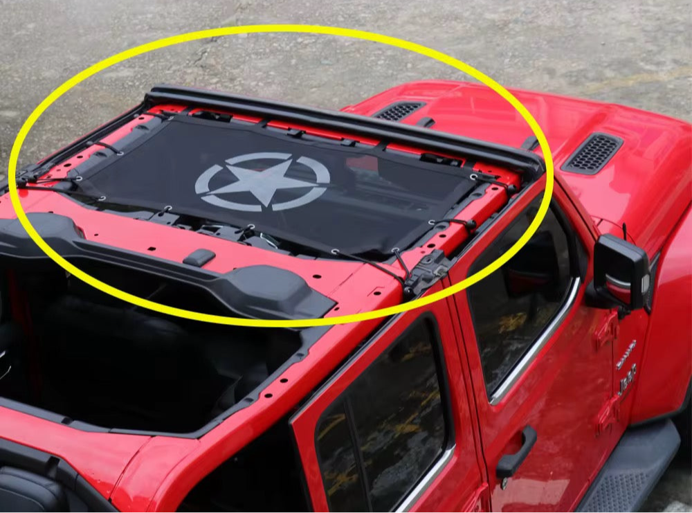 Jeep Gladiator & Wrangler AMERICAN FLAG Sunshade Mesh Roof Panel | U.S. Flag & Tactical Designs | UV Block | Fits 2007–2024 JKJeep Gladiator & Wrangler Sunshade Mesh Roof Panel | U.S. Flag & Tactical Designs | UV Block | Fits 2007–2024 JK JL JT |