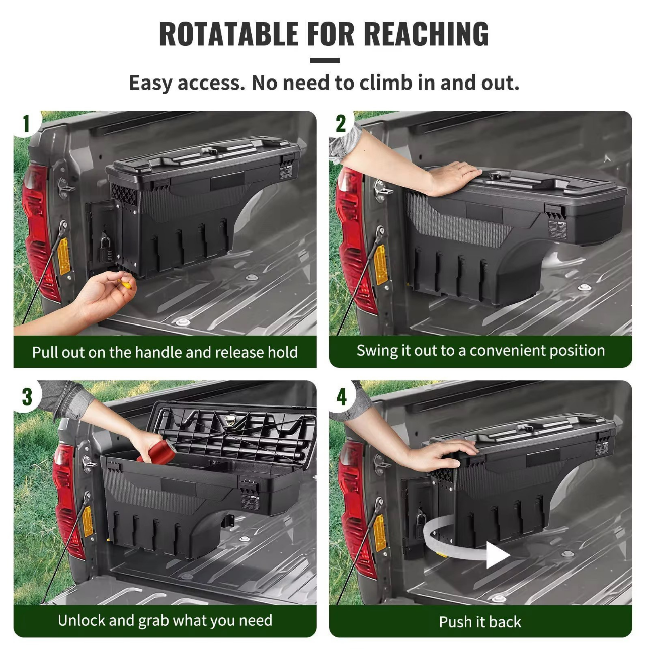 Swing-Out Truck Bed Toolbox by DIRT ROAD TRUKFITTERS™ | Lockable | Quick Access | Universal Fit