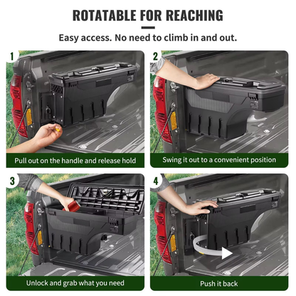 Swing-Out Truck Bed Toolbox by DIRT ROAD TRUKFITTERS™ | Lockable | Quick Access | Universal Fit