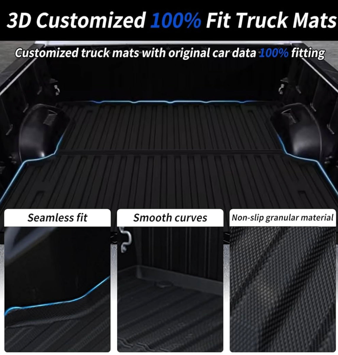 full truck floor and bed mat combo kit with tailgate bedmat/liner fits F150(all F series) Silverado Gladiator RAM sold and installed by otsbedlinersdfw near Dallas, TX.