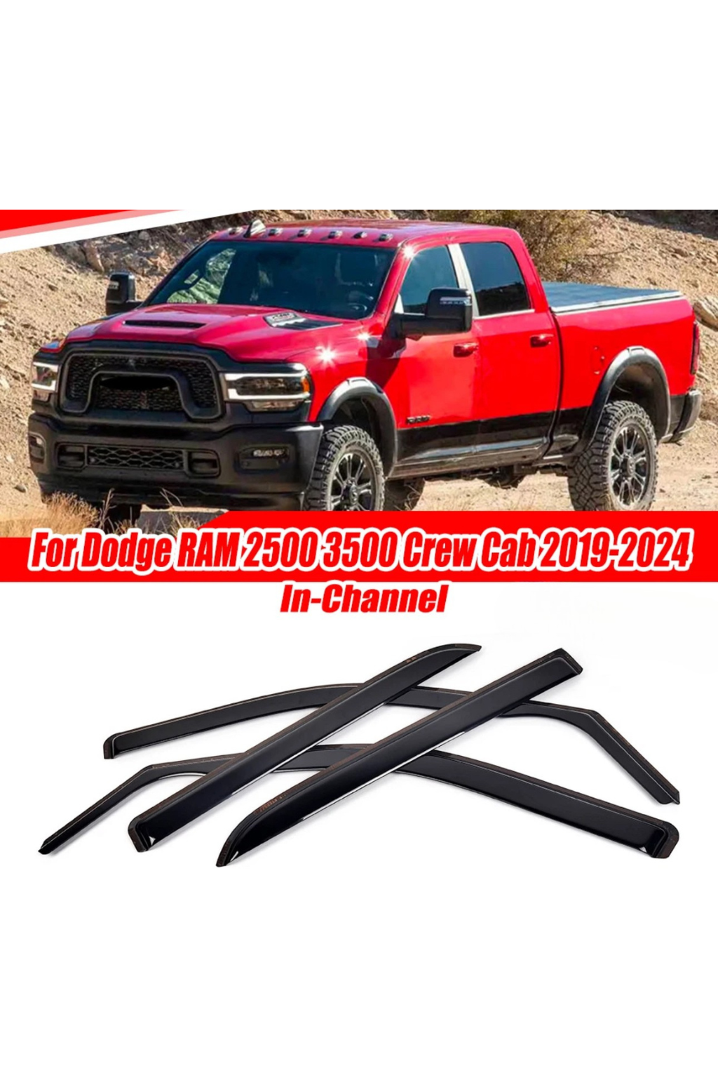 In-Channel Window Vent Visors for RAM 2500 / 3500 Crew Cab (2019–2024) | Smoke-Tinted | Wind & Rain Deflectors | FREE Install DFW or Fast Nationwide Shipping