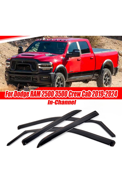 In-Channel Window Vent Visors for RAM 2500 / 3500 Crew Cab (2019–2024) | Smoke-Tinted | Wind & Rain Deflectors | FREE Install DFW or Fast Nationwide Shipping