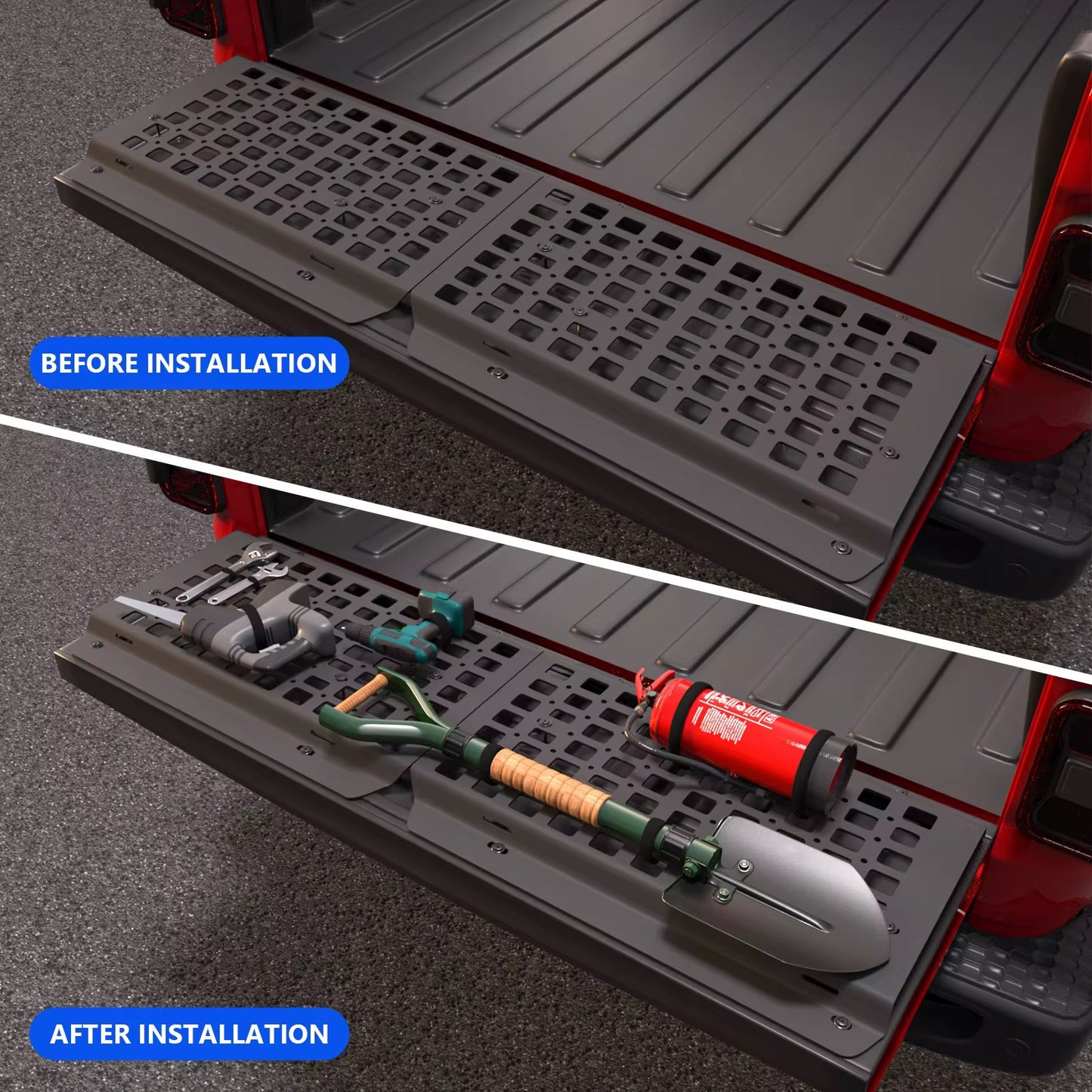 DIRT ROAD TRUKFITTERS™ Tailgate & Bed Wall MOLLE Panel Organizer | Tactical Storage | Universal Fit for All Trucks & Jeep Gladiator