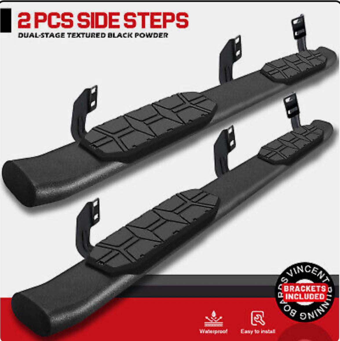 Polished Chrome Rectangular Step Bars  Full Length Grip Pads | Mobile Install in DFW!