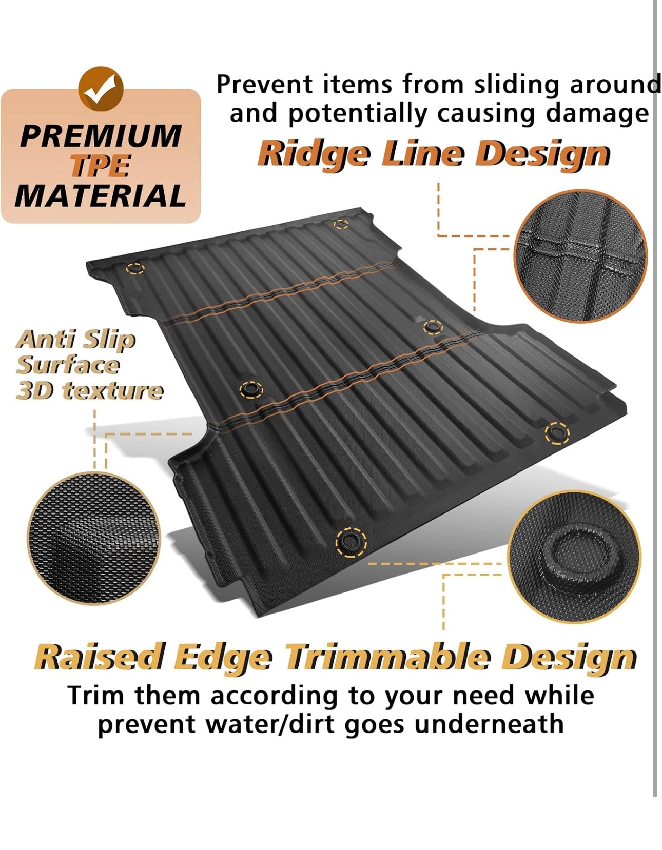 full truck floor and bed mat combo kit with tailgate bedmat/liner fits F150(all F series) Silverado Gladiator RAM sold and installed by otsbedlinersdfw near Dallas, TX.