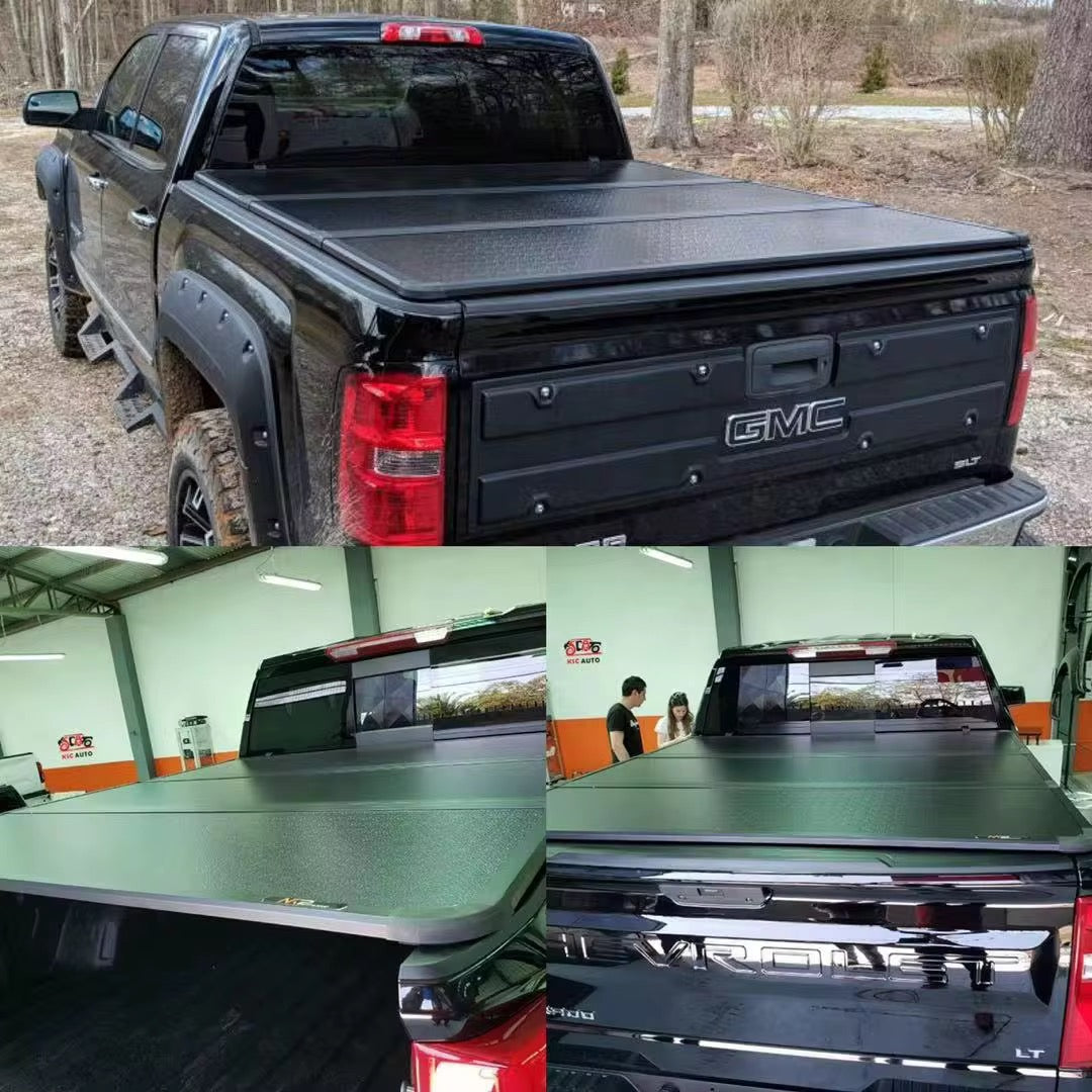 Hard Tri-Fold Tonneau Cover w/ Built-In LED Lights | Heavy-Duty Aluminum | Lockable & Weather-Sealed