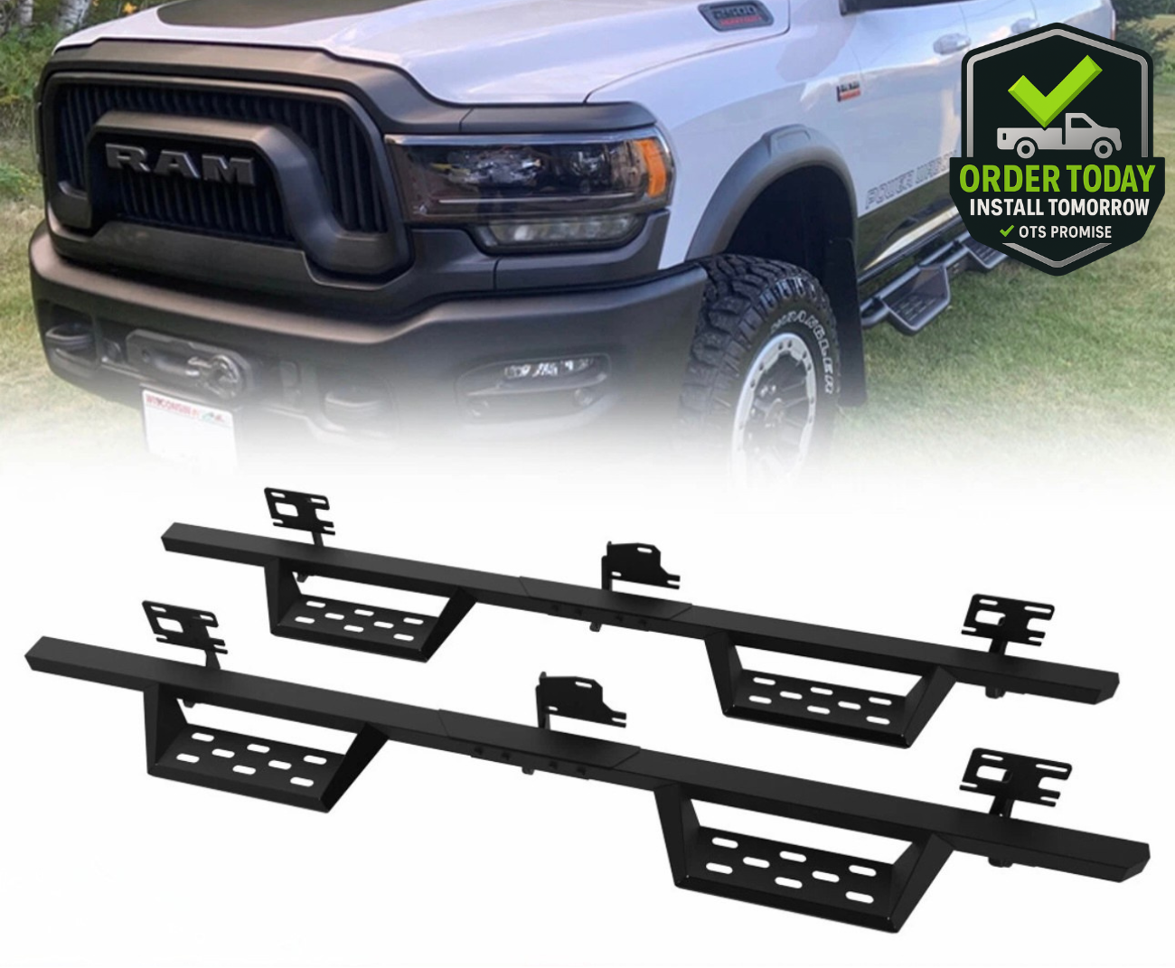 RAM FORD TOYOTA CHEVROLET 1500 2500 3500 Side Steps | Running Boards | (CREW CAB) – Durable, Anti-Slip 4 Door Running Boards | Free NEXT DAY DFW Installation | US WIDE FAST SHIPPING