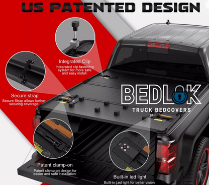 🛻 BEDLOK™ Low-Profile Tri-Fold Hard Tonneau Cover | Sleek Flush Mount | Premium Folding Truck Bed Cover