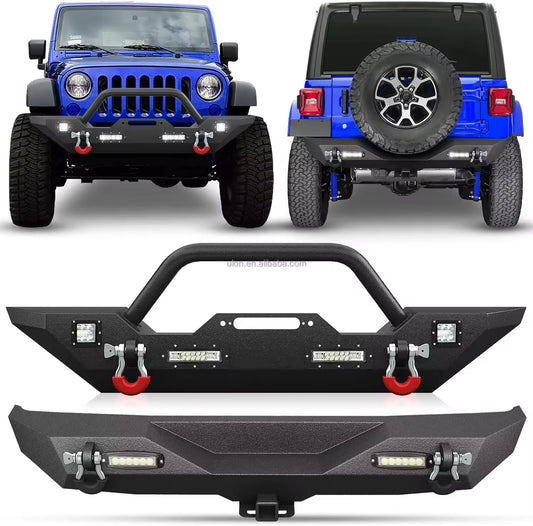 Heavy Duty Front & Rear Steel Bumper Combo with LED Lights