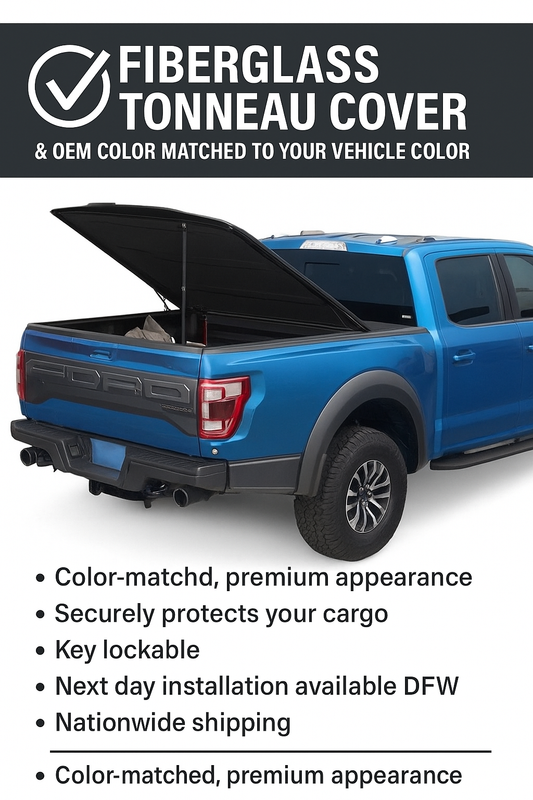 Color-Matched Fiberglass Lift-Up Truck Bed Cover | OEM Paint | Key-Lockable | Installed FREE
