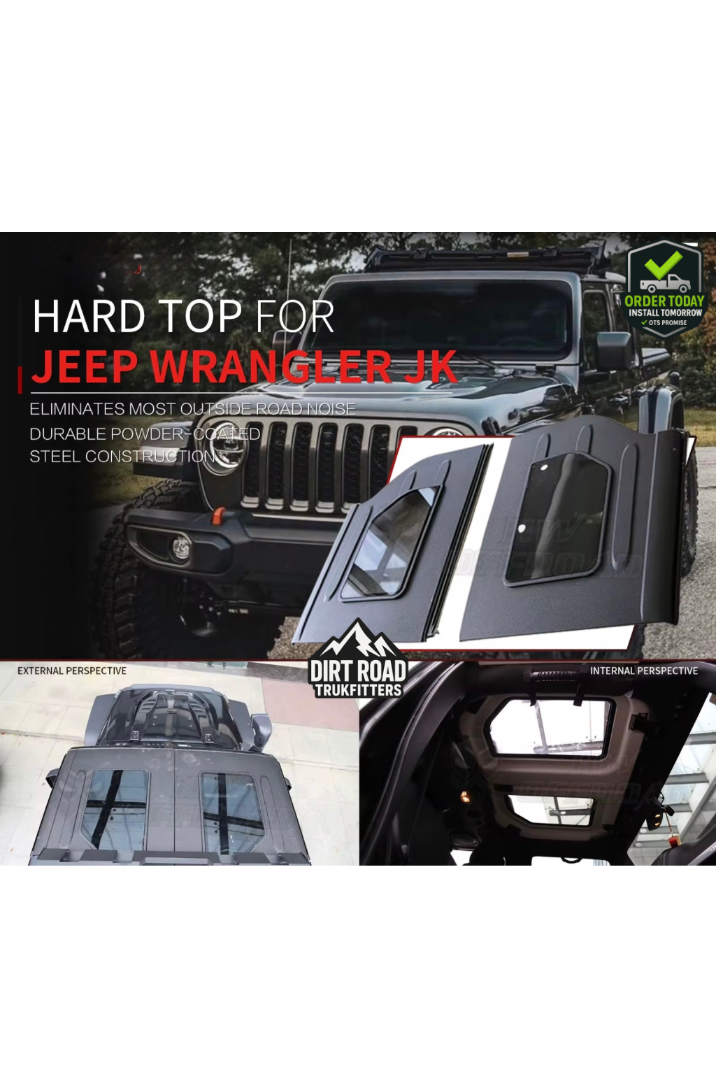 JEEP Panoramic Glass Roof Upgrade – Fits JK, JL, & JT Gladiator | Full Skyview or Split View Options | Installed FREE in DFW by DIRT ROAD TRUKFITTERS™
