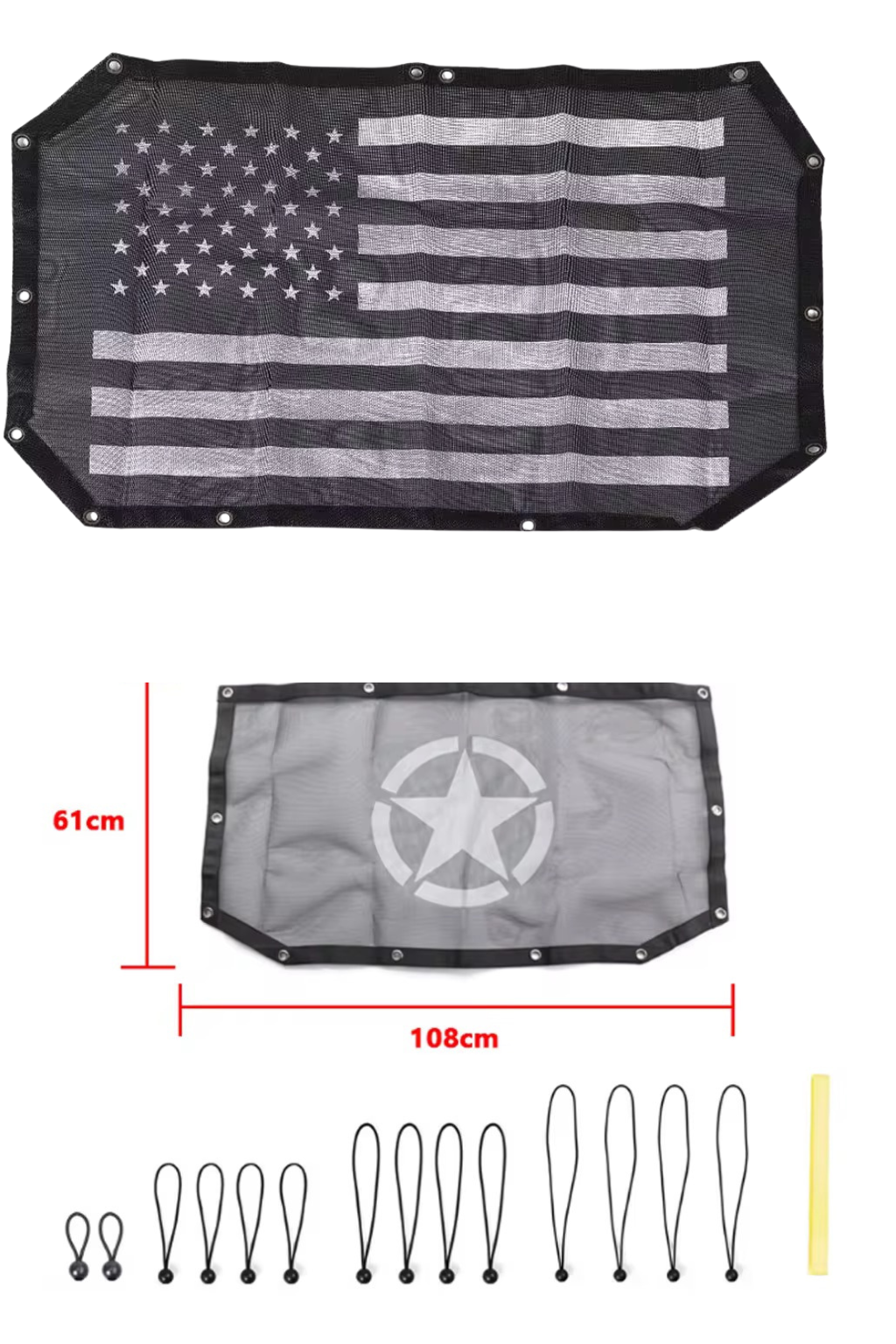 Jeep Gladiator & Wrangler AMERICAN FLAG Sunshade Mesh Roof Panel | U.S. Flag & Tactical Designs | UV Block | Fits 2007–2024 JKJeep Gladiator & Wrangler Sunshade Mesh Roof Panel | U.S. Flag & Tactical Designs | UV Block | Fits 2007–2024 JK JL JT |