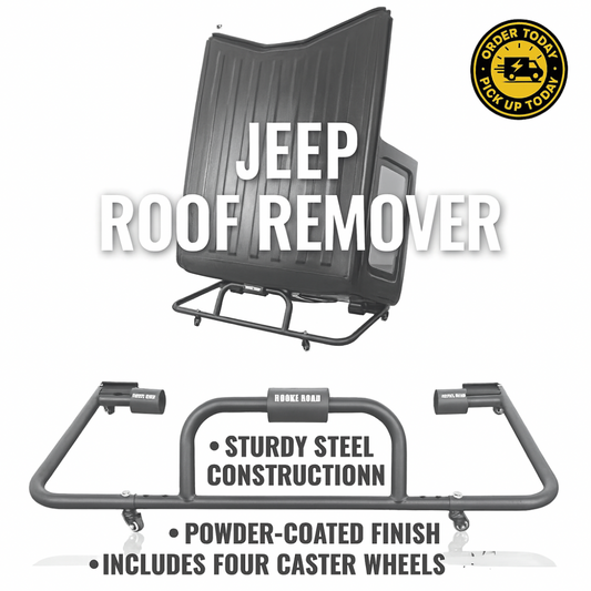 Jeep roof remover & storage by otsbedlinersdfw near dallas, texas.