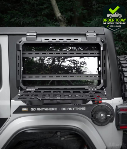 Jeep & Bronco Rear Window MOLLE Panel Mount – Fits Gas/Water Tank Attachments – Heavy-Duty Off-Road Storage Panel | OTSBedlinersDFW