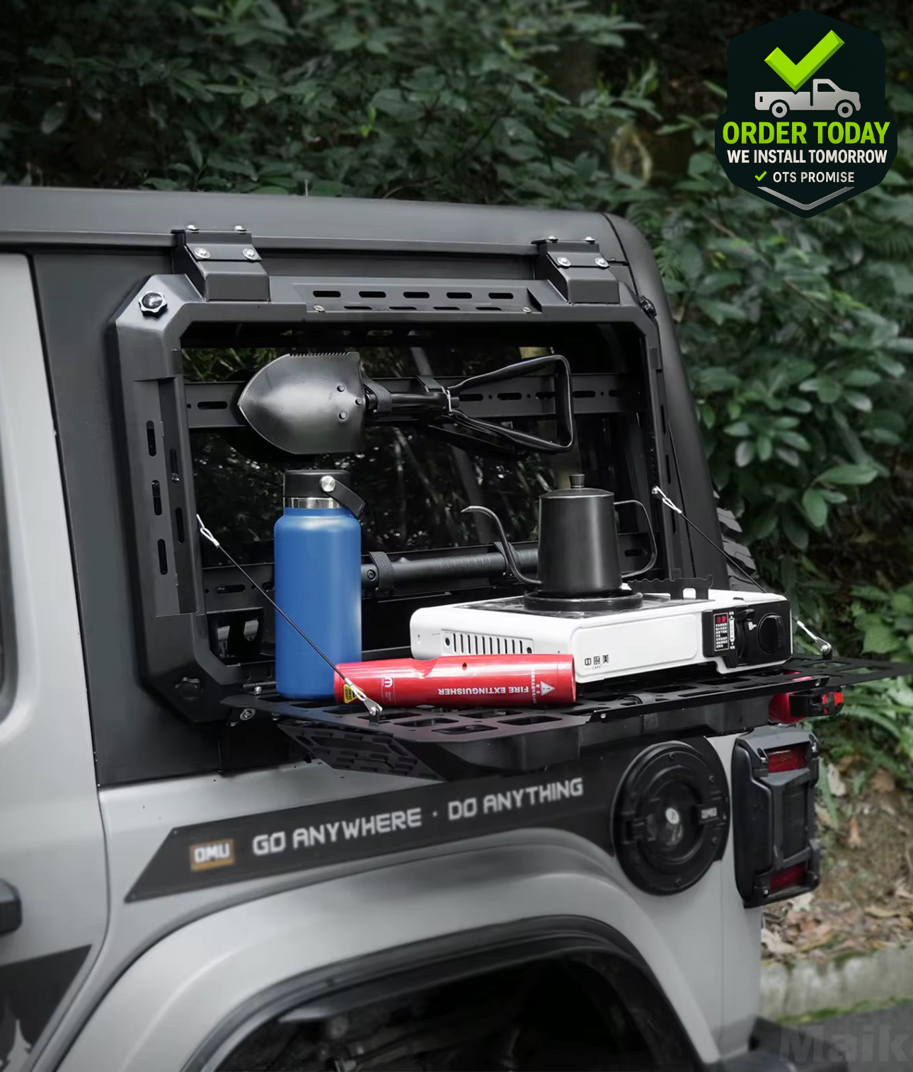Jeep & Bronco Rear Window MOLLE Panel Mount – Fits Gas/Water Tank Attachments – Heavy-Duty Off-Road Storage Panel | OTSBedlinersDFW