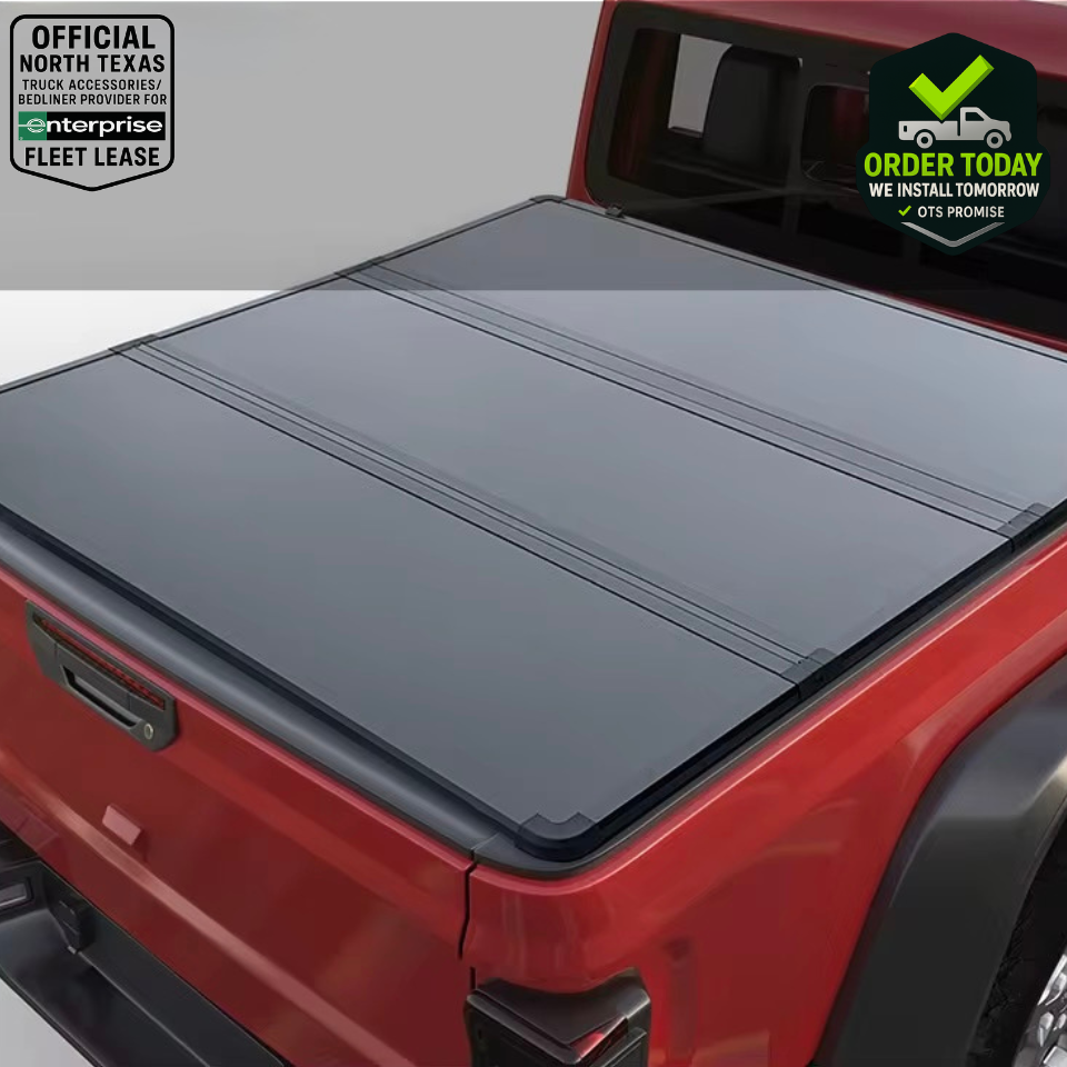 Jeep Gladiator SOFT/HARD TRI-Fold Tonneau Bed Cover | Fits Gladiator Silverado RAM Ford F-Series Toyota | Same Day Pickup | Free Mobile Next Day Installation | 0% Financing is available