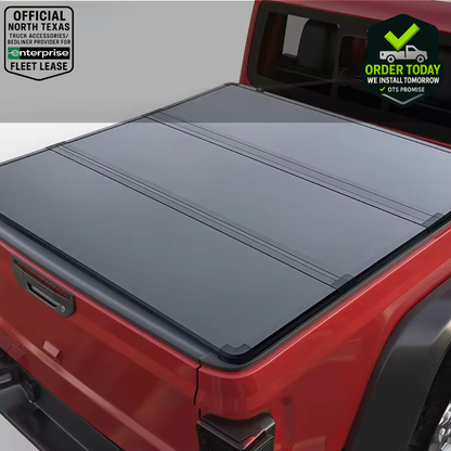 Jeep Gladiator SOFT/HARD TRI-Fold Tonneau Bed Cover | Fits Gladiator Silverado RAM Ford F-Series Toyota | Same Day Pickup | Free Mobile Next Day Installation | 0% Financing is available