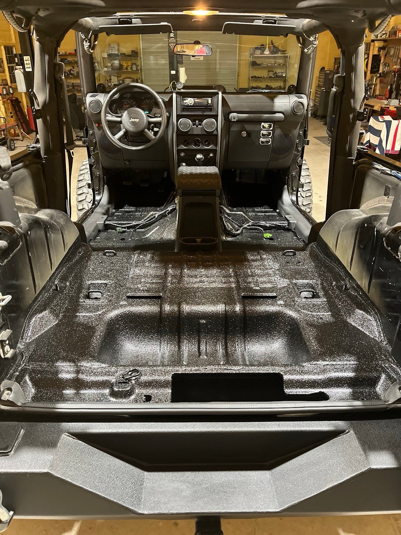 jeep wrangler full interior floors spray on bedliner otsbedliners dfw near dallas texas