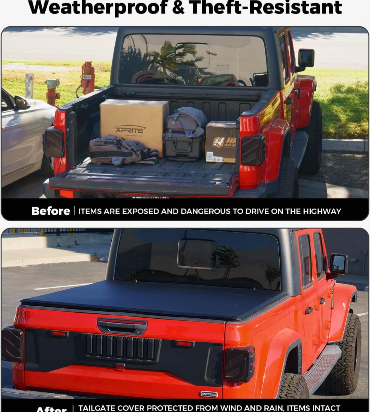 Jeep Gladiator SOFT/HARD TRI-Fold Tonneau Bed Cover | Fits Gladiator Silverado RAM Ford F-Series Toyota | Same Day Pickup | Free Mobile Next Day Installation | 0% Financing is available