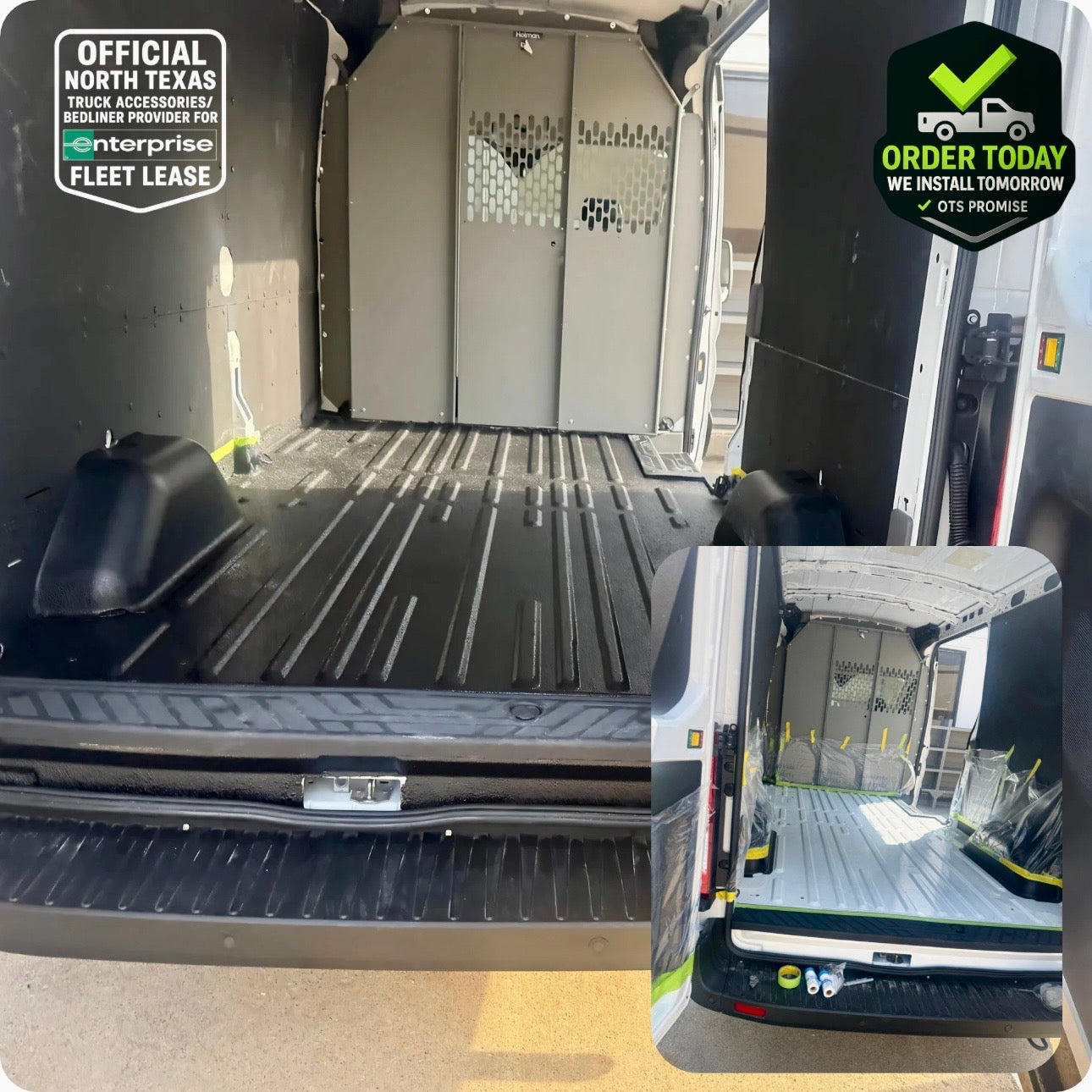Spray on bedliners cargo van interior floors installed by On The Spot Mobile Bedliners & OFF-ROAD near Garland, Texas